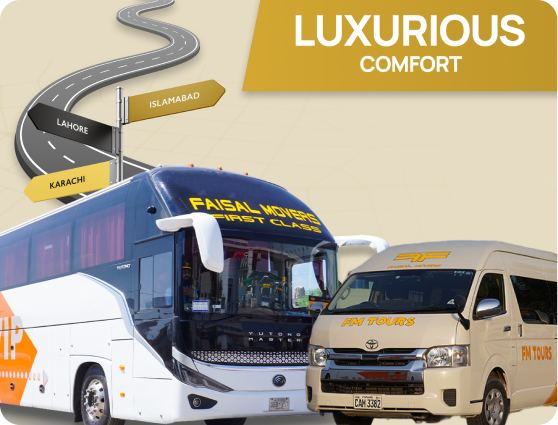 With Faisal Movers, indulge in luxurious comfort with premium buses